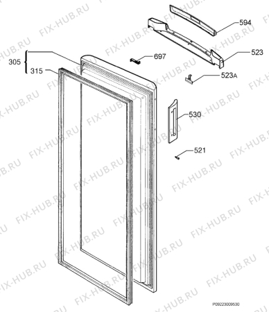 Взрыв-схема холодильника Electrolux EUC190X - Схема узла Door 003